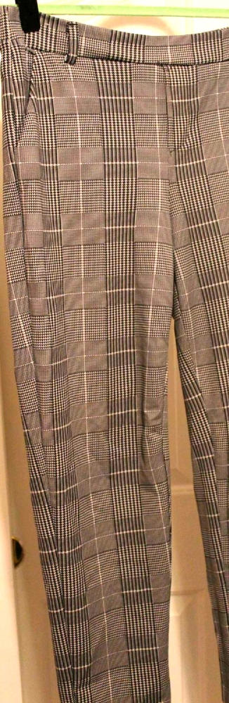 Plaid gray and white dress pants